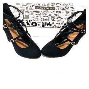 Bamboo lace up heels